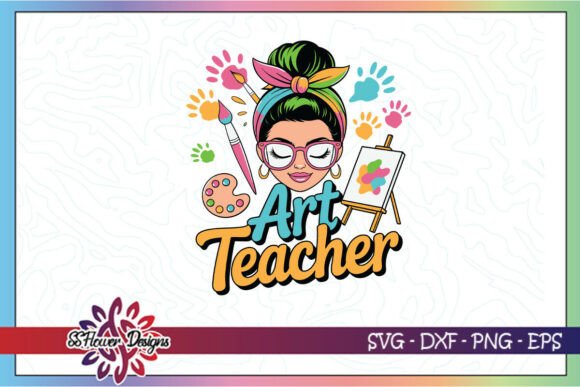 Art Teacher Messy Bun SVG for Crafts and Graphics