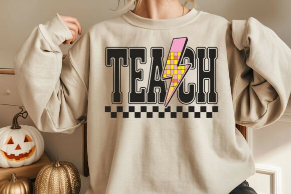 Checkered Teach Lightning Pencil Design Graphics and Crafts