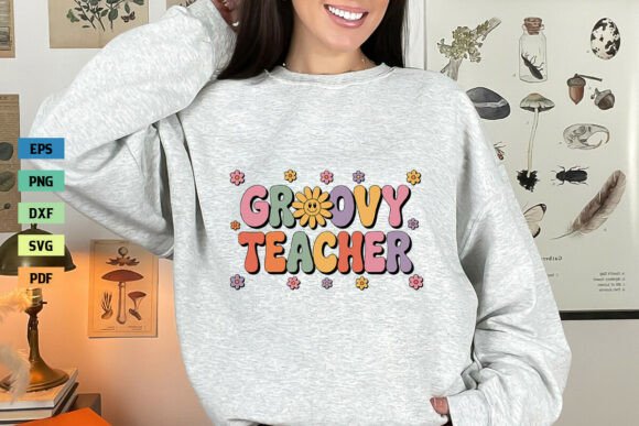Retro Groovy Teacher Shirt SVG Cut File